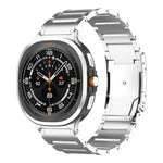 สายรัดนาฬิกาเหล็กไทเทเนียมหัวเข็มขัดสามเม็ดลายเต่า สำหรับ Samsung Galaxy Watch Ultra / Ultra 2025, สำหรับ Samsung Galaxy Watch8 / Watch8 Classic