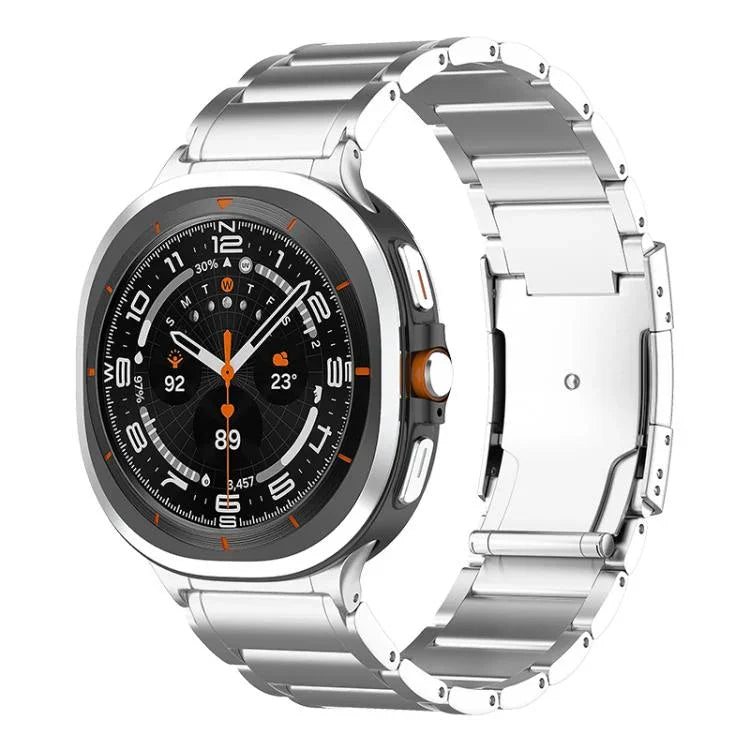 สายรัดนาฬิกาเหล็กไทเทเนียมหัวเข็มขัดสามเม็ดลายเต่า สำหรับ Samsung Galaxy Watch Ultra / Ultra 2025, สำหรับ Samsung Galaxy Watch8 / Watch8 Classic
