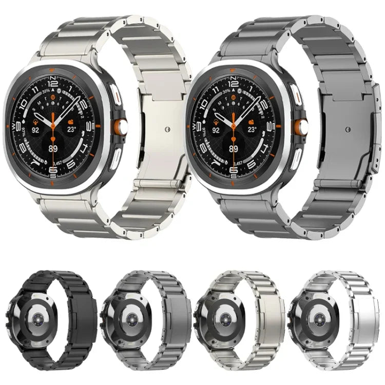 สายรัดนาฬิกาเหล็กไทเทเนียมหัวเข็มขัดสามเม็ดลายเต่า สำหรับ Samsung Galaxy Watch Ultra / Ultra 2025, สำหรับ Samsung Galaxy Watch8 / Watch8 Classic
