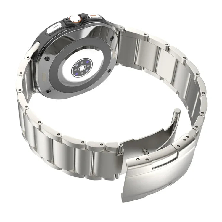 สายรัดนาฬิกาเหล็กไทเทเนียมหัวเข็มขัดสามเม็ดลายเต่า สำหรับ Samsung Galaxy Watch Ultra / Ultra 2025, สำหรับ Samsung Galaxy Watch8 / Watch8 Classic