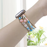 สายรัดนาฬิกาโซ่ลูกปัดทองแดงสี่แถว สำหรับ Apple Watch ขนาด 46 มม. / 49 มม. / 45 มม. / 44 มม., สำหรับ Apple Watch ขนาด 42 มม. / 41 มม. / 40 มม. / 38 มม.