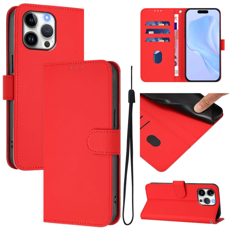 เคสโทรศัพท์หนังสีพื้นสัมผัสนุ่มพร้อมสายคล้อง สำหรับ iPhone Air, สำหรับ iPhone 16 Pro Max