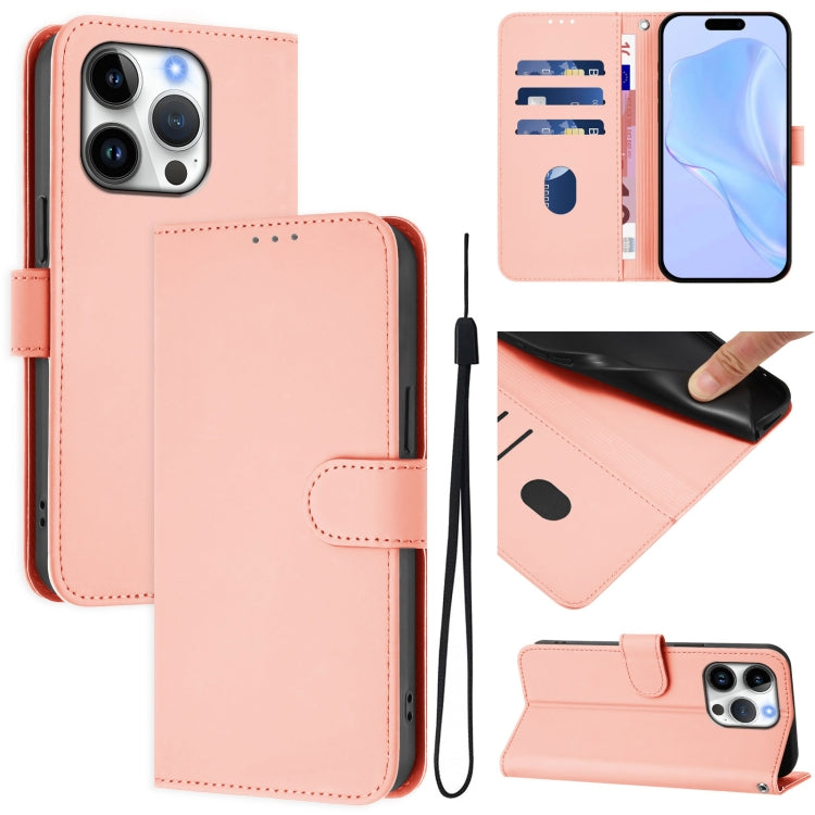 เคสโทรศัพท์หนังสีพื้นสัมผัสนุ่มพร้อมสายคล้อง สำหรับ iPhone 16 Pro, สำหรับ iPhone 16 Plus