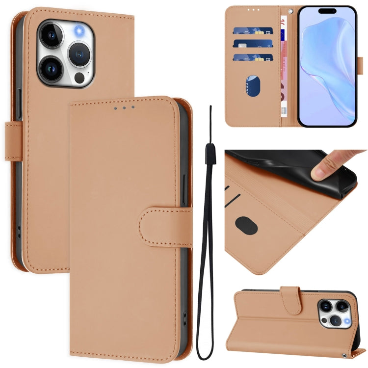เคสโทรศัพท์หนังสีพื้นสัมผัสนุ่มพร้อมสายคล้อง สำหรับ iPhone 16 Pro, สำหรับ iPhone 16 Plus