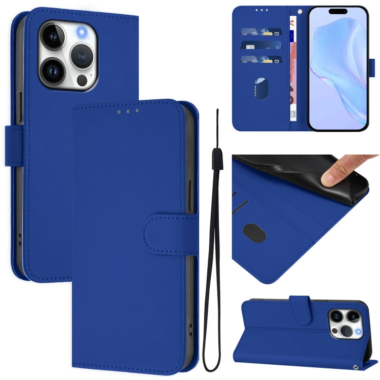 เคสโทรศัพท์หนังสีพื้นสัมผัสนุ่มพร้อมสายคล้อง สำหรับ iPhone 16 Pro, สำหรับ iPhone 16 Plus