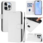 เคสโทรศัพท์หนังสีพื้นสัมผัสนุ่มพร้อมสายคล้อง สำหรับ iPhone 16 Pro, สำหรับ iPhone 16 Plus