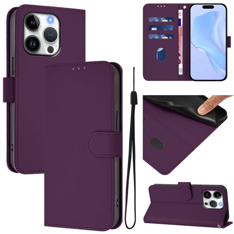 เคสโทรศัพท์หนังสีพื้นสัมผัสนุ่มพร้อมสายคล้อง สำหรับ iPhone 16 Pro, สำหรับ iPhone 16 Plus
