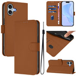 เคสโทรศัพท์หนังสีพื้นสัมผัสนุ่มพร้อมสายคล้อง สำหรับ iPhone 16 Pro, สำหรับ iPhone 16 Plus