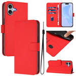 เคสโทรศัพท์หนังสีพื้นสัมผัสนุ่มพร้อมสายคล้อง สำหรับ iPhone 16 Pro, สำหรับ iPhone 16 Plus