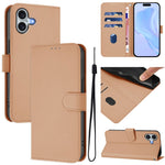 เคสโทรศัพท์หนังสีพื้นสัมผัสนุ่มพร้อมสายคล้อง สำหรับ iPhone 16 Pro, สำหรับ iPhone 16 Plus
