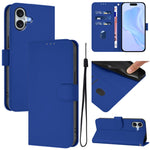 เคสโทรศัพท์หนังสีพื้นสัมผัสนุ่มพร้อมสายคล้อง สำหรับ iPhone 16 Pro, สำหรับ iPhone 16 Plus