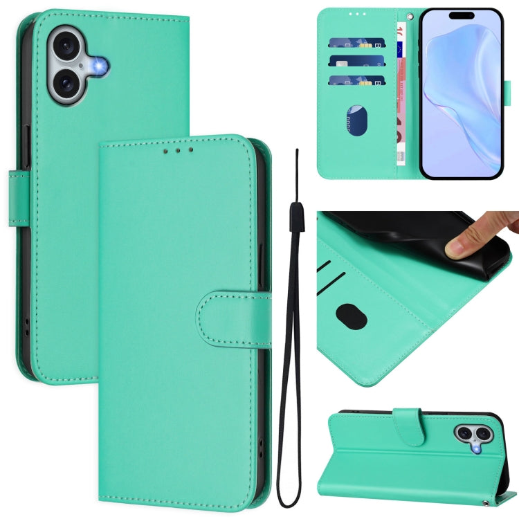 เคสโทรศัพท์หนังสีพื้นสัมผัสนุ่มพร้อมสายคล้อง สำหรับ iPhone 16 Pro, สำหรับ iPhone 16 Plus