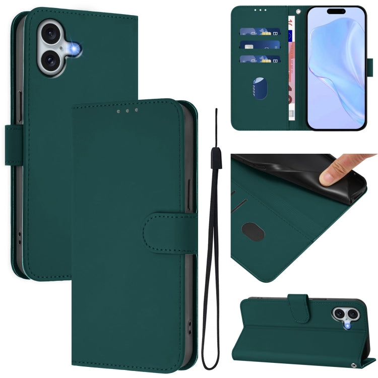 เคสโทรศัพท์หนังสีพื้นสัมผัสนุ่มพร้อมสายคล้อง สำหรับ iPhone 16 Pro, สำหรับ iPhone 16 Plus