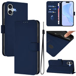 เคสโทรศัพท์หนังสีพื้นสัมผัสนุ่มพร้อมสายคล้อง สำหรับ iPhone 16 Pro, สำหรับ iPhone 16 Plus