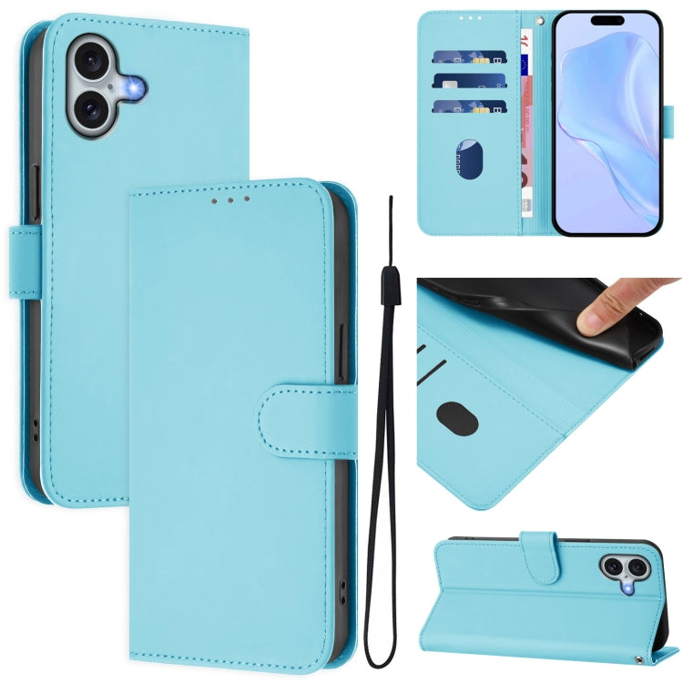 เคสโทรศัพท์หนังสีพื้นสัมผัสนุ่มพร้อมสายคล้อง สำหรับ iPhone 16 Pro, สำหรับ iPhone 16 Plus