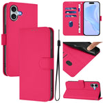 เคสโทรศัพท์หนังสีพื้นสัมผัสนุ่มพร้อมสายคล้อง สำหรับ iPhone 16 Pro, สำหรับ iPhone 16 Plus