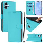 เคสโทรศัพท์หนังสีพื้นสัมผัสนุ่มพร้อมสายคล้อง สำหรับ iPhone 16 Pro, สำหรับ iPhone 16 Plus