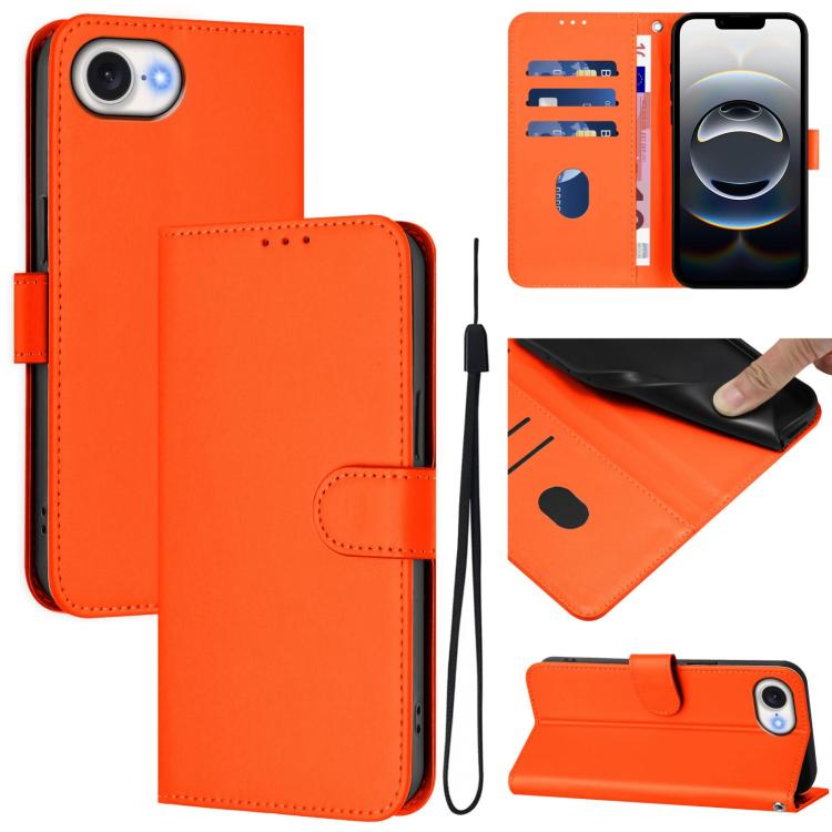 เคสโทรศัพท์หนังสีพื้นสัมผัสนุ่มพร้อมสายคล้อง สำหรับ iPhone 17e / 16e, สำหรับ iPhone 17 Pro Max