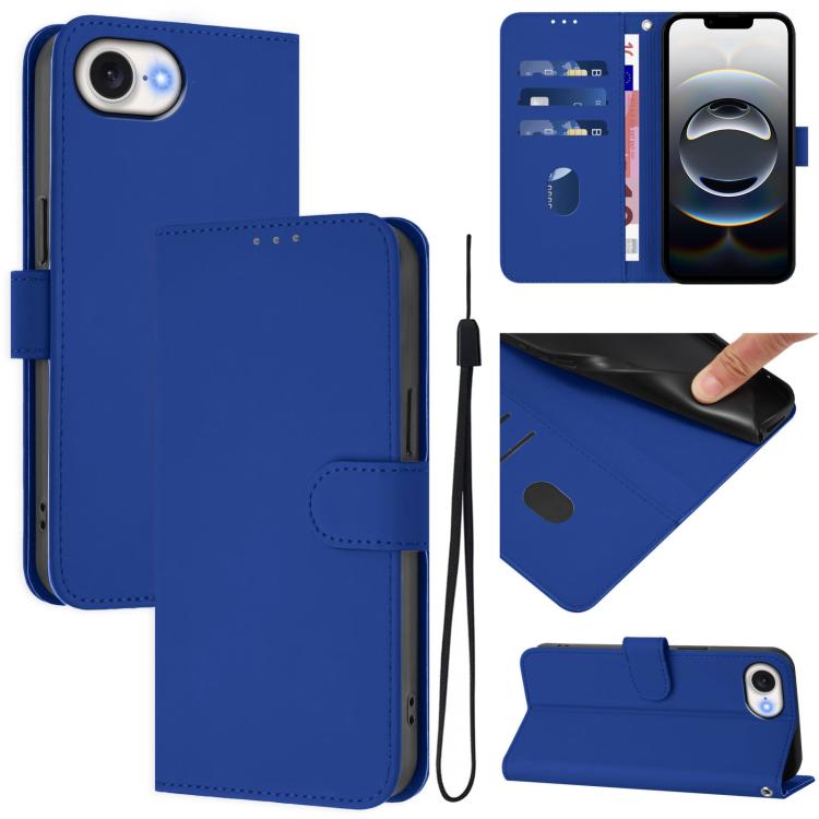 เคสโทรศัพท์หนังสีพื้นสัมผัสนุ่มพร้อมสายคล้อง สำหรับ iPhone 17e / 16e, สำหรับ iPhone 17 Pro Max