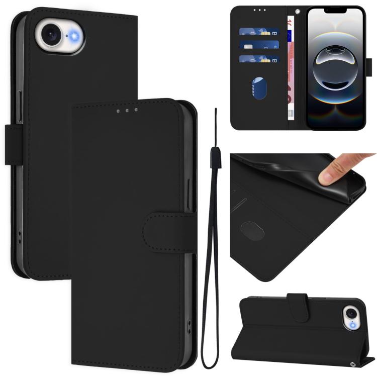 เคสโทรศัพท์หนังสีพื้นสัมผัสนุ่มพร้อมสายคล้อง สำหรับ iPhone 17e / 16e, สำหรับ iPhone 17 Pro Max