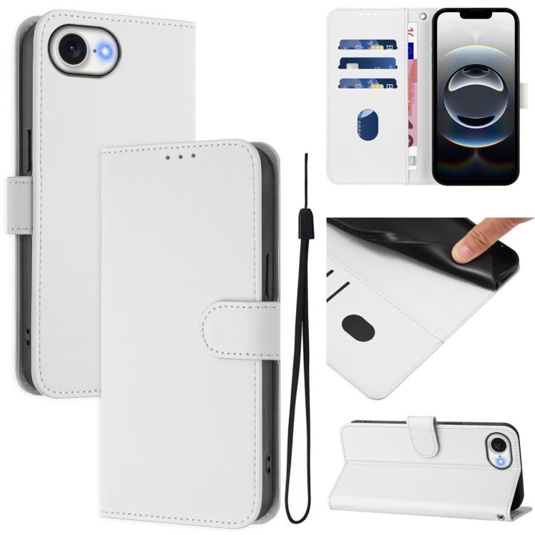 เคสโทรศัพท์หนังสีพื้นสัมผัสนุ่มพร้อมสายคล้อง สำหรับ iPhone 17e / 16e, สำหรับ iPhone 17 Pro Max