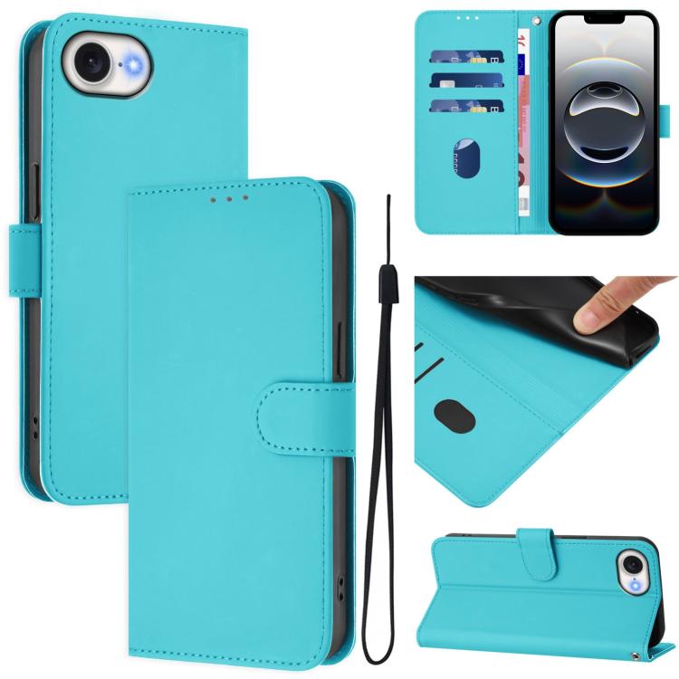 เคสโทรศัพท์หนังสีพื้นสัมผัสนุ่มพร้อมสายคล้อง สำหรับ iPhone 17e / 16e, สำหรับ iPhone 17 Pro Max