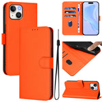 เคสหนังโทรศัพท์สีพื้นสัมผัสนุ่มพร้อมสายคล้อง สำหรับ iPhone 14 / 13, iPhone 14 Pro