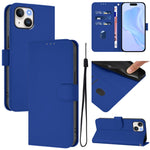 เคสหนังโทรศัพท์สีพื้นสัมผัสนุ่มพร้อมสายคล้อง สำหรับ iPhone 14 / 13, iPhone 14 Pro