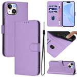 เคสหนังโทรศัพท์สีพื้นสัมผัสนุ่มพร้อมสายคล้อง สำหรับ iPhone 14 / 13, iPhone 14 Pro