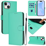 เคสหนังโทรศัพท์สีพื้นสัมผัสนุ่มพร้อมสายคล้อง สำหรับ iPhone 14 / 13, iPhone 14 Pro