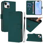 เคสหนังโทรศัพท์สีพื้นสัมผัสนุ่มพร้อมสายคล้อง สำหรับ iPhone 14 / 13, iPhone 14 Pro