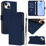 เคสหนังโทรศัพท์สีพื้นสัมผัสนุ่มพร้อมสายคล้อง สำหรับ iPhone 14 / 13, iPhone 14 Pro
