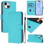 เคสหนังโทรศัพท์สีพื้นสัมผัสนุ่มพร้อมสายคล้อง สำหรับ iPhone 14 / 13, iPhone 14 Pro