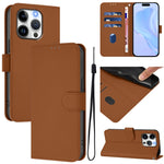 เคสหนังโทรศัพท์สีพื้นสัมผัสนุ่มพร้อมสายคล้อง สำหรับ iPhone 14 / 13, iPhone 14 Pro