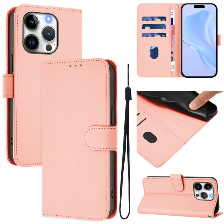 เคสหนังโทรศัพท์สีพื้นสัมผัสนุ่มพร้อมสายคล้อง สำหรับ iPhone 14 / 13, iPhone 14 Pro