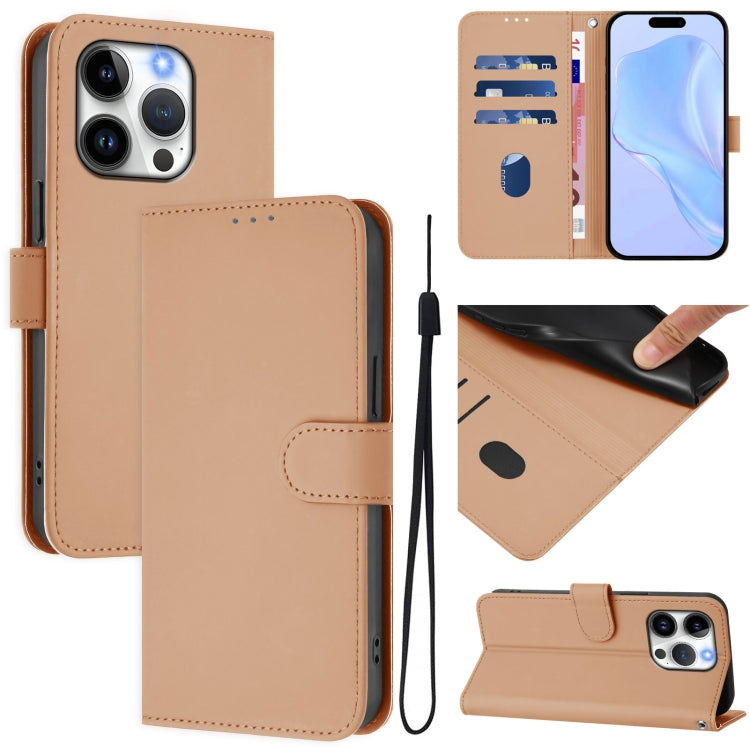 เคสหนังโทรศัพท์สีพื้นสัมผัสนุ่มพร้อมสายคล้อง สำหรับ iPhone 14 / 13, iPhone 14 Pro