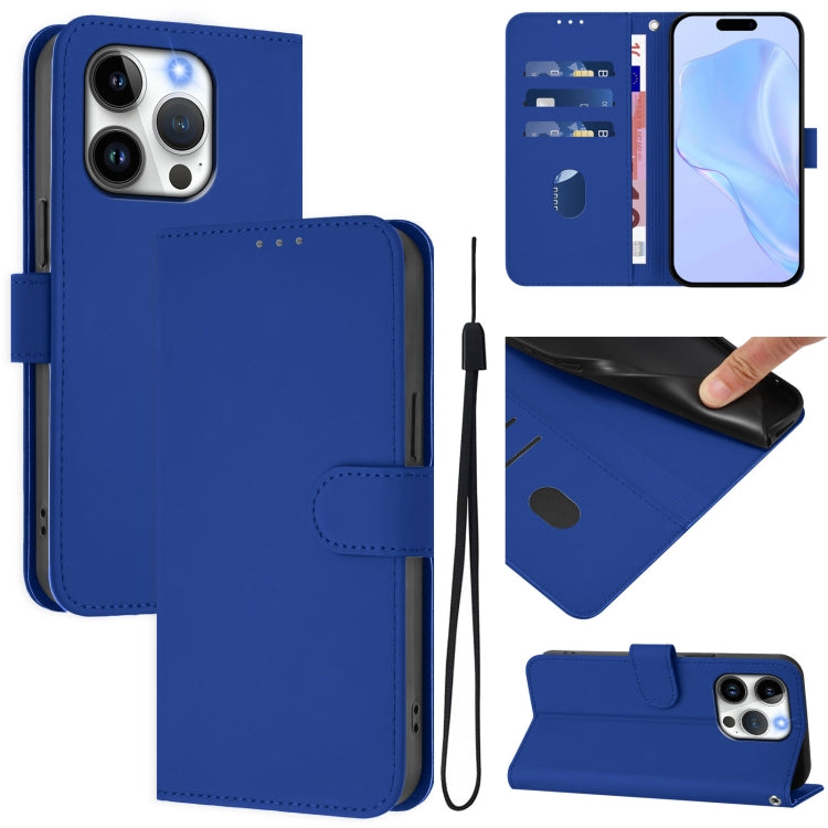 เคสหนังโทรศัพท์สีพื้นสัมผัสนุ่มพร้อมสายคล้อง สำหรับ iPhone 14 / 13, iPhone 14 Pro