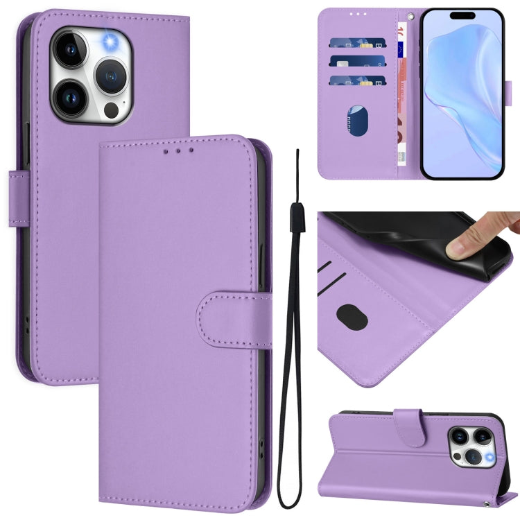 เคสหนังโทรศัพท์สีพื้นสัมผัสนุ่มพร้อมสายคล้อง สำหรับ iPhone 14 / 13, iPhone 14 Pro