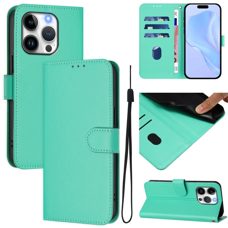 เคสหนังโทรศัพท์สีพื้นสัมผัสนุ่มพร้อมสายคล้อง สำหรับ iPhone 14 / 13, iPhone 14 Pro