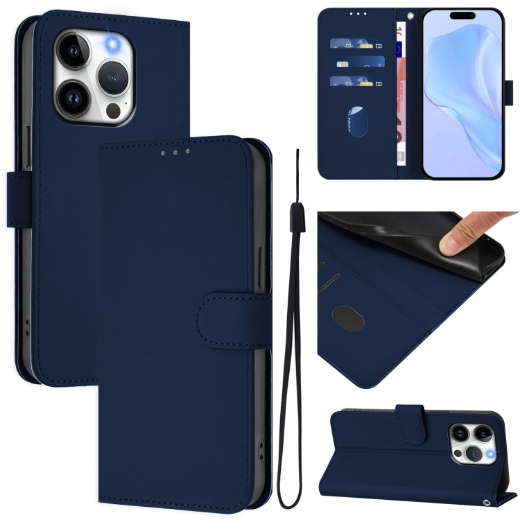 เคสหนังโทรศัพท์สีพื้นสัมผัสนุ่มพร้อมสายคล้อง สำหรับ iPhone 14 / 13, iPhone 14 Pro