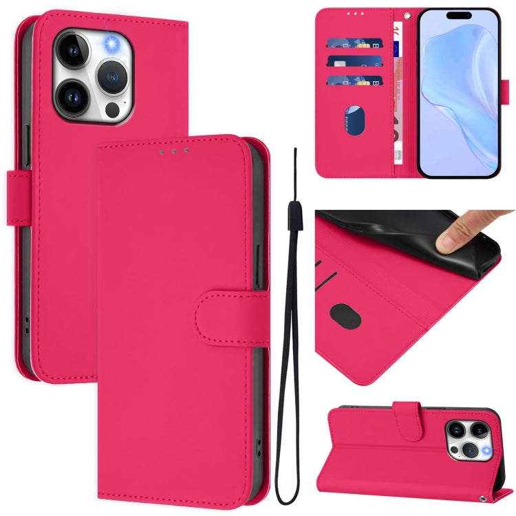 เคสหนังโทรศัพท์สีพื้นสัมผัสนุ่มพร้อมสายคล้อง สำหรับ iPhone 14 / 13, iPhone 14 Pro