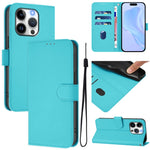 เคสหนังโทรศัพท์สีพื้นสัมผัสนุ่มพร้อมสายคล้อง สำหรับ iPhone 14 / 13, iPhone 14 Pro