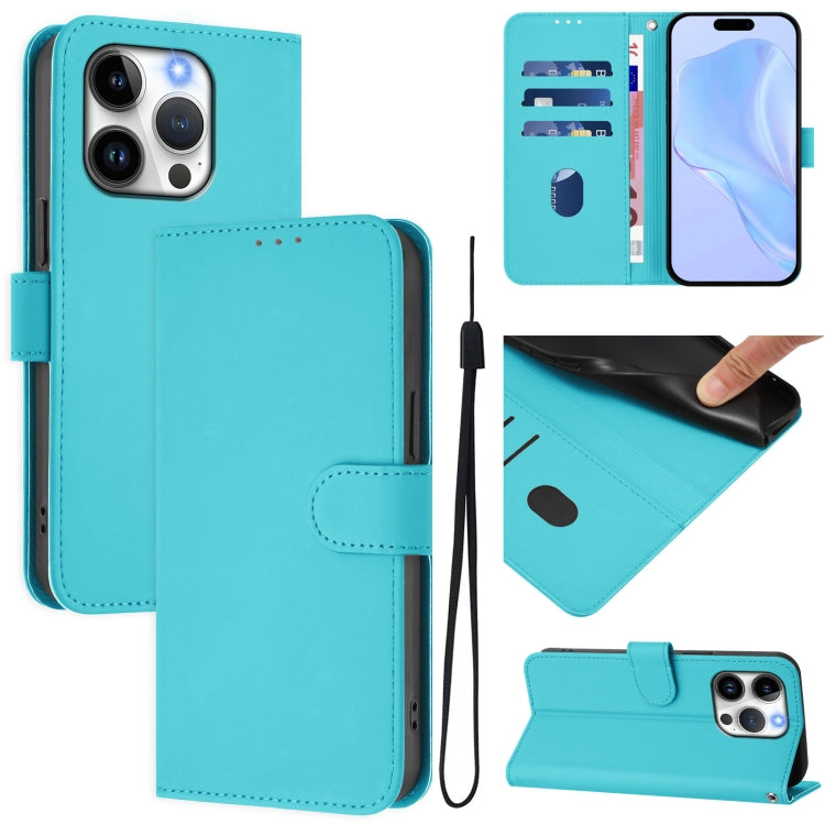 เคสหนังโทรศัพท์สีพื้นสัมผัสนุ่มพร้อมสายคล้อง สำหรับ iPhone 14 / 13, iPhone 14 Pro