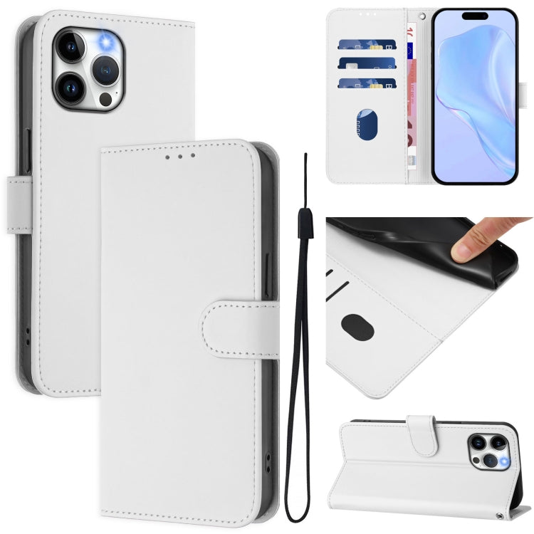 Skin Feel Solid Color Leather Phone Case with Lanyard, For iPhone 13 Pro Max, For iPhone 13 Pro