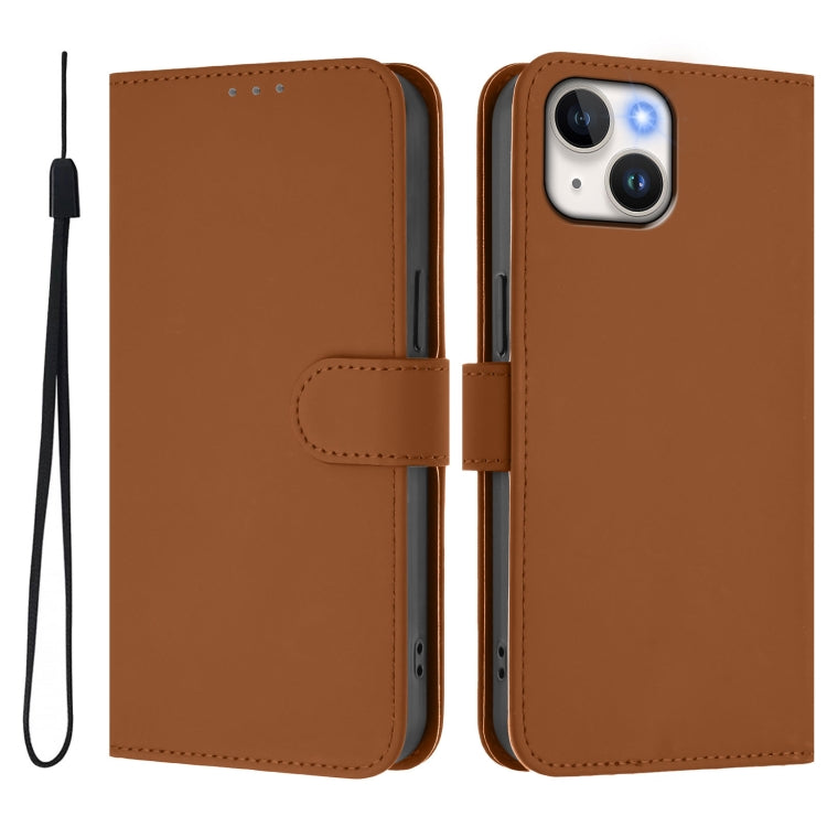 Skin Feel Solid Color Leather Phone Case with Lanyard, For iPhone 13 mini, For iPhone 12 / 12 Pro