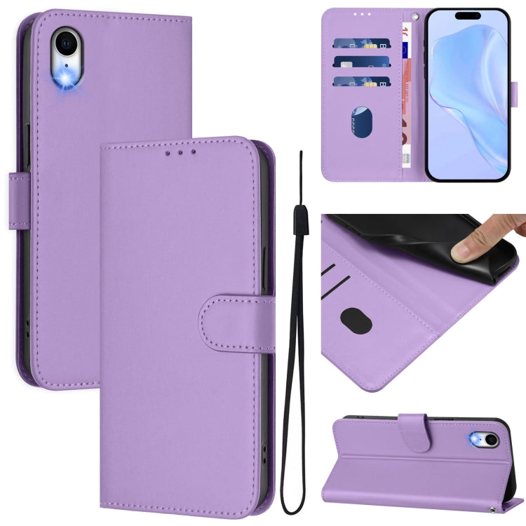 Skin Feel Solid Color Leather Phone Case with Lanyard, For iPhone XR, For iPhone XS Max