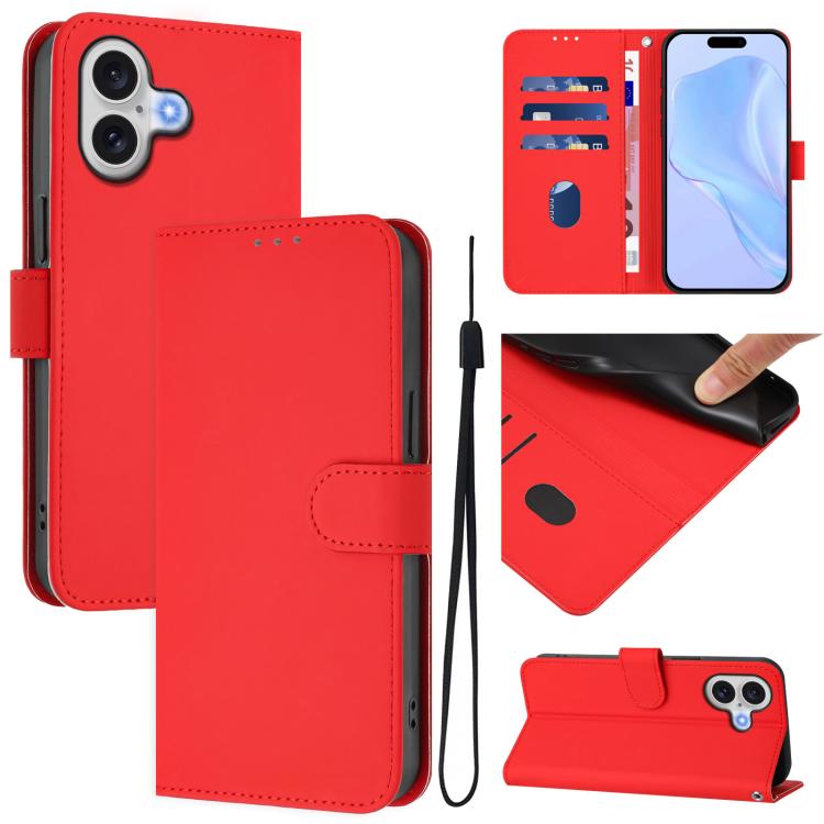 เคสโทรศัพท์หนังสีพื้นสัมผัสนุ่มพร้อมสายคล้อง สำหรับ iPhone 17 Pro, สำหรับ iPhone 17