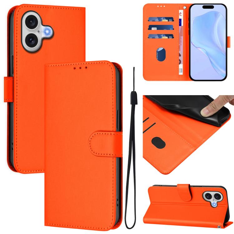 เคสโทรศัพท์หนังสีพื้นสัมผัสนุ่มพร้อมสายคล้อง สำหรับ iPhone 17 Pro, สำหรับ iPhone 17