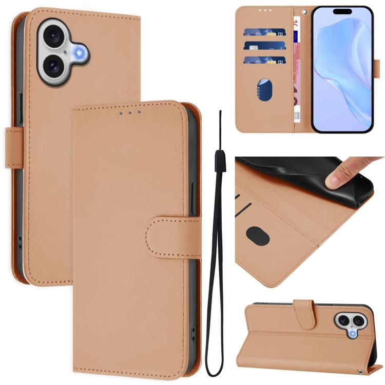 เคสโทรศัพท์หนังสีพื้นสัมผัสนุ่มพร้อมสายคล้อง สำหรับ iPhone 17 Pro, สำหรับ iPhone 17