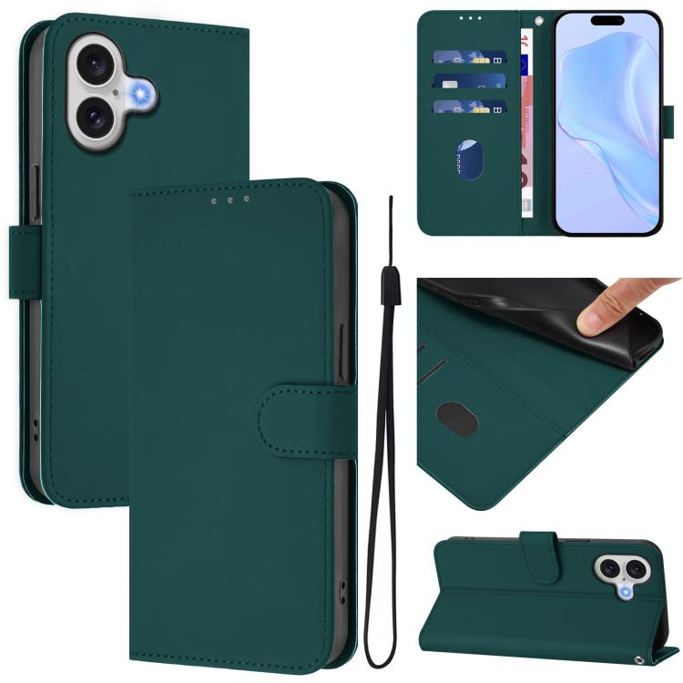 เคสโทรศัพท์หนังสีพื้นสัมผัสนุ่มพร้อมสายคล้อง สำหรับ iPhone 17 Pro, สำหรับ iPhone 17